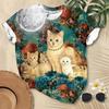 Летний топ с круглым вырезом и принтом 3D Cat, модные повседневные женские футболки с короткими рукавами