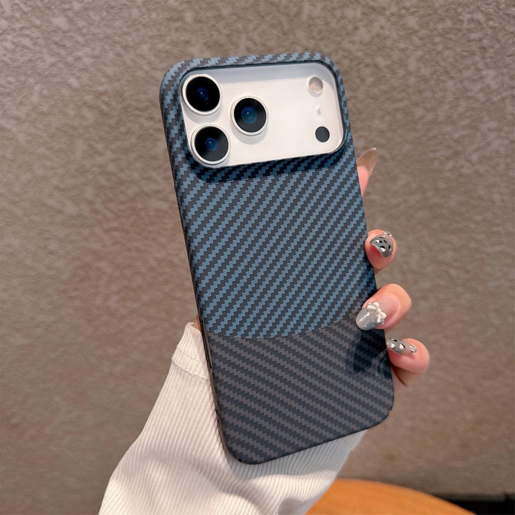 Ретро Жесткий Чехол с Узором из Углеродного Волокна и Кевлара Для iPhone 17 Air 16 15 14 Plus 13 12 Pro Max 11 Текстура Полосок Защитный Бампер