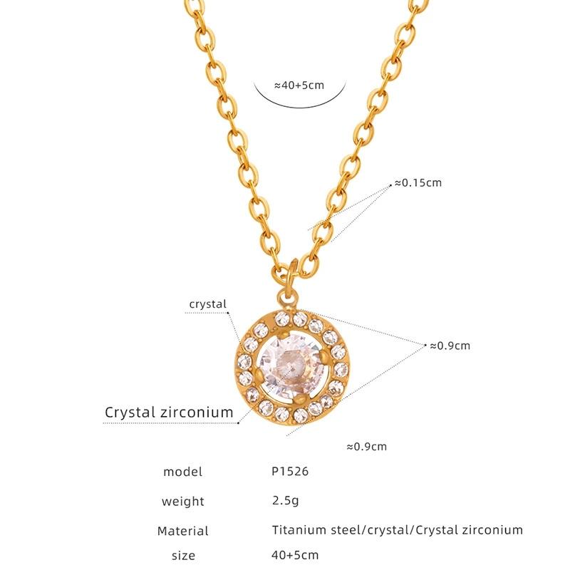 LT-P1521 New Retro Style Light Luxury French Pendant Necklace Titanium Steel 18K Gold/Silver Plated Zircon Heart Shape Jewelry