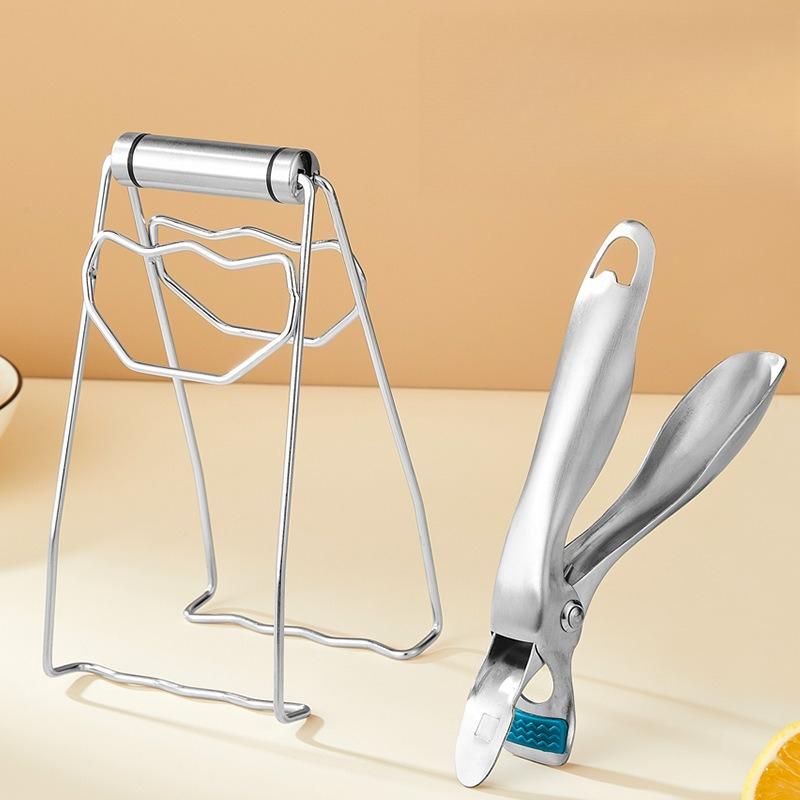304 Stainless Steel Heat Resistant Kitchen Tongs Non Slip Bowl Clip Dish Holder Multi Functional Tool