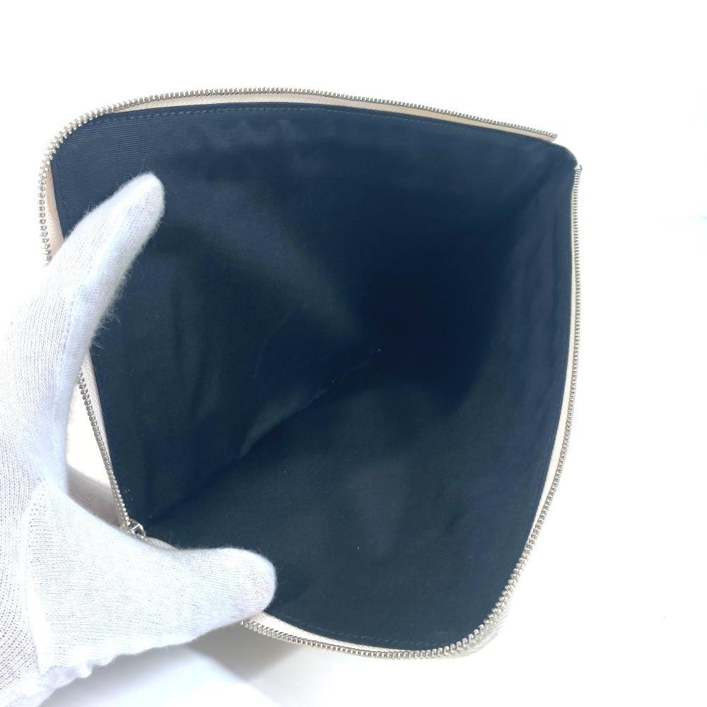 BVLGARI Fragment Logo Double Zipper Pouch Bag Clutch bag Leather White/Black