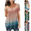 Women's Short-sleeve Loose Tops Casual Plus Size Tunic Button Tops