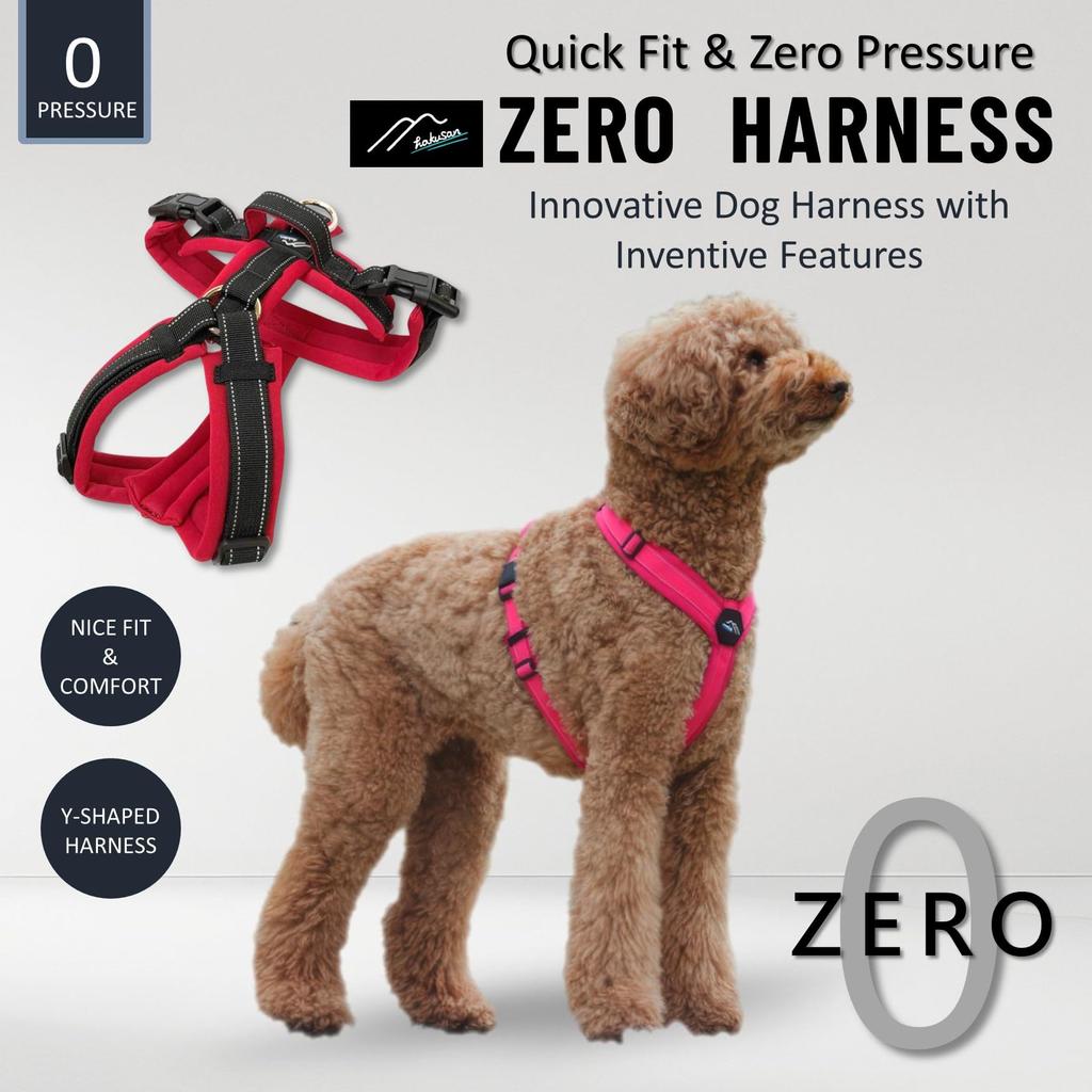 Hakusan Zero a comfortable dog harness with adjustable easy on and breathable and a handle and available in XS size and Harness, lightweight, size,