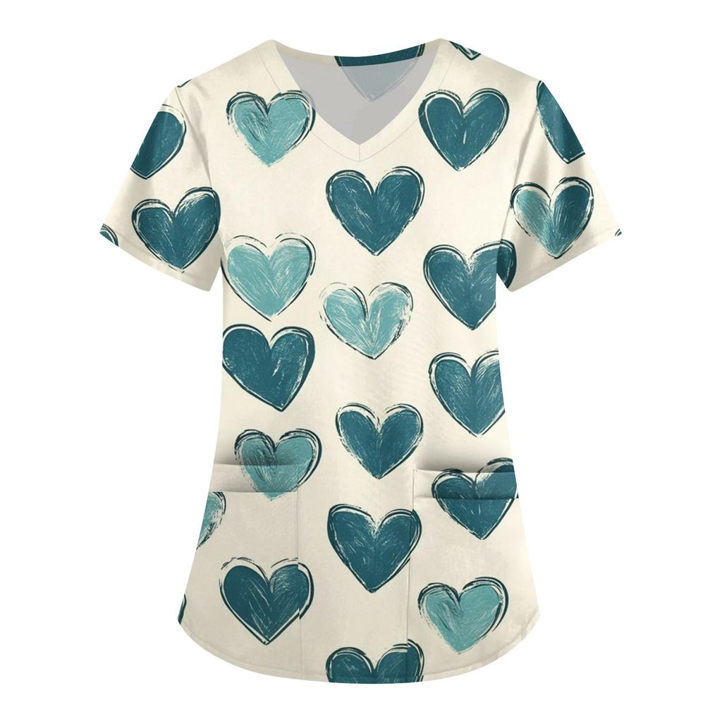 Женский модный повседневный топ с V-образным вырезом на День святого Валентина с принтом