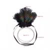 Feathered Headband Headpiece for Women Masquerade Prom Wedding Parties 1920s Flapper Cosplay Accessories
