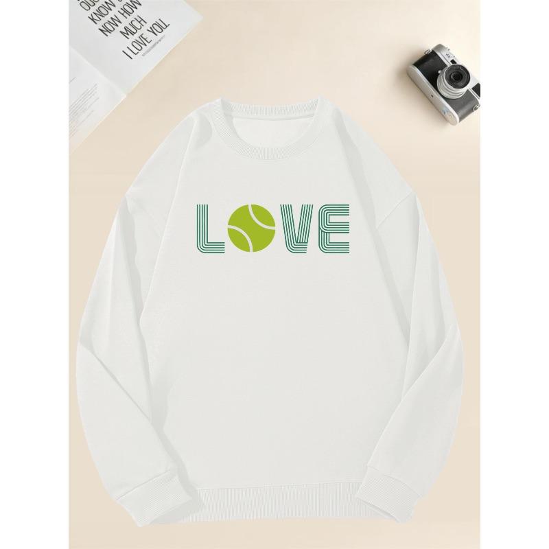 Повседневная толстовка с круглым вырезом и мужским дизайном 'LOVE' на тему тенниса