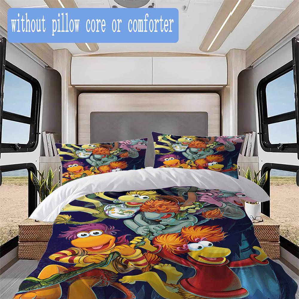 Fraggle Rock Adventure Pattern Bedding,Quilt Set Quilt Cover Pillowcase Home Birthday Gift (1*duvet cover+2*pillowcase,without core)XSJT0917304