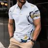 Summer Men's Digital Printed Short Sleeved Men's Polo Shirt Short Sleeved Casual Top