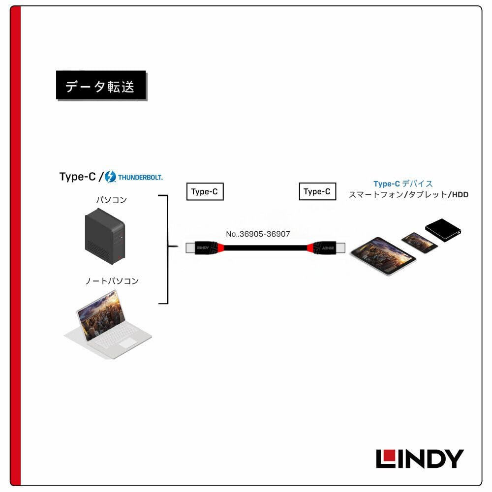 Lindy 0.5m Black Line USB 3.2 Gen 2x2 Type-C Cable 36905