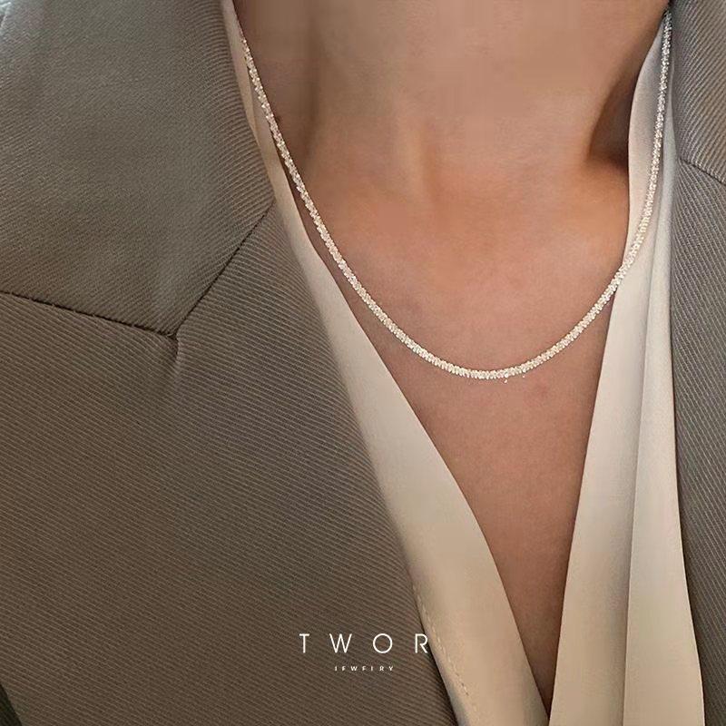 Silver Choker Necklace Silver Color Chain Jewelry Necklace for Women