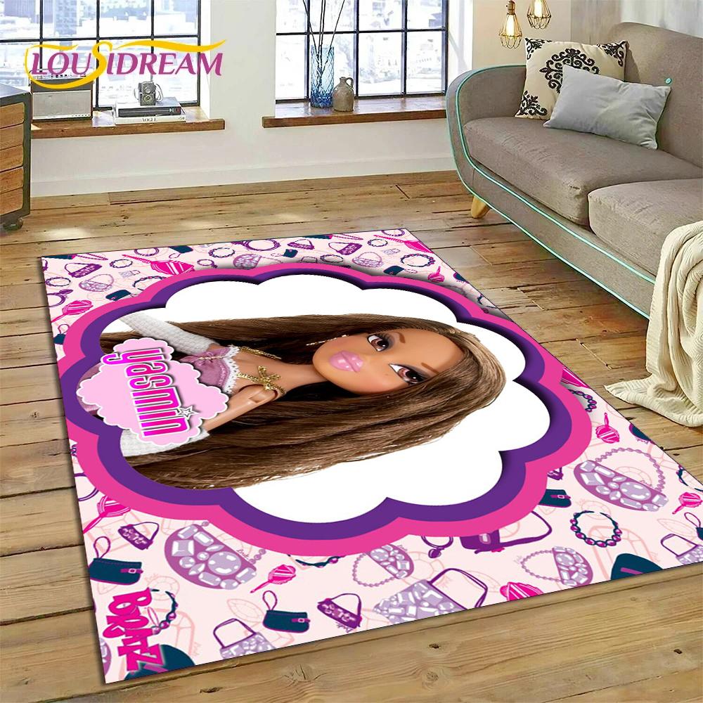 HD Мультяшная кукла Bratz Милые девочки 3D Ковер для гостиной спальни Домашний декор, Нескользящий коврик Декорация для дивана Придверный коврик