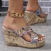 2024 Новые летние тапочки на платформе с вышивкой, ретро-тапочки с рыбьим ртом на высоком каблуке, сандалии на толстой подошве, модная женская обувь