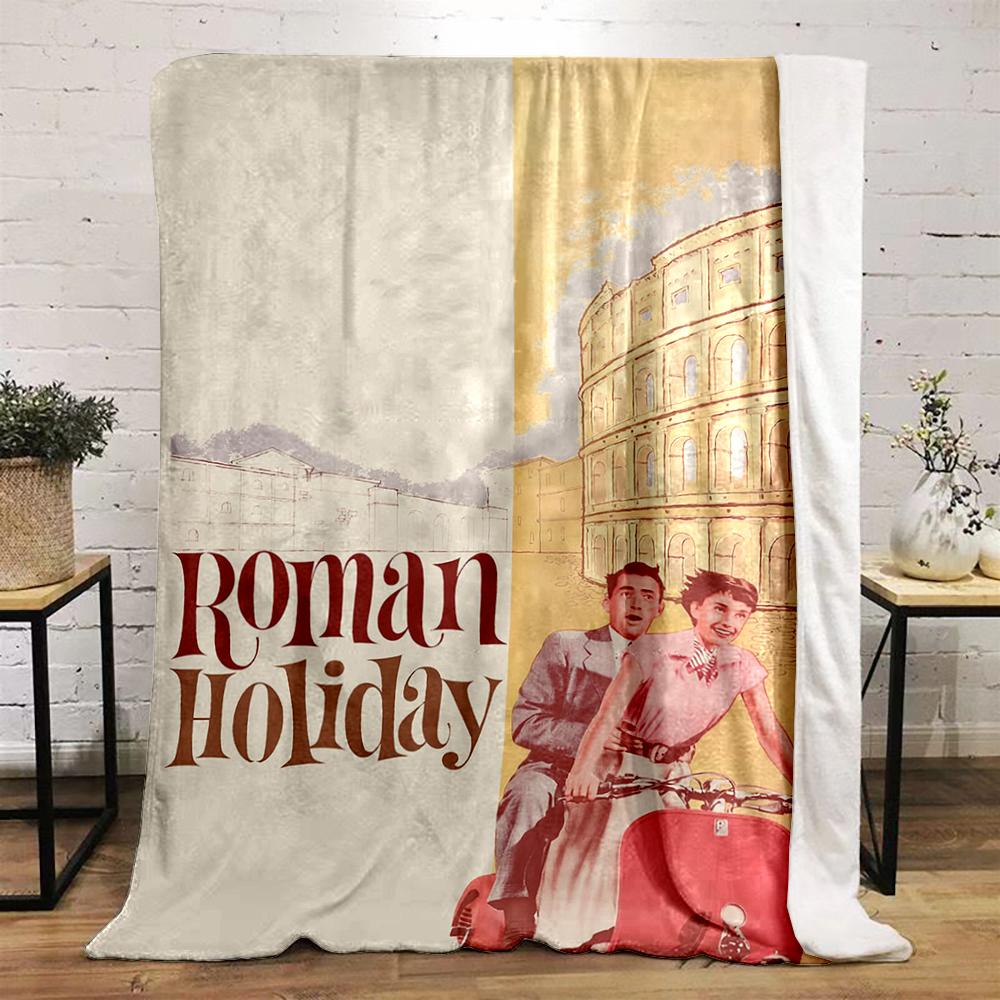 Roman Holiday Scooter Ride Near Colosseum Flannel blanket for bedroom, living room, sofa, and nap.