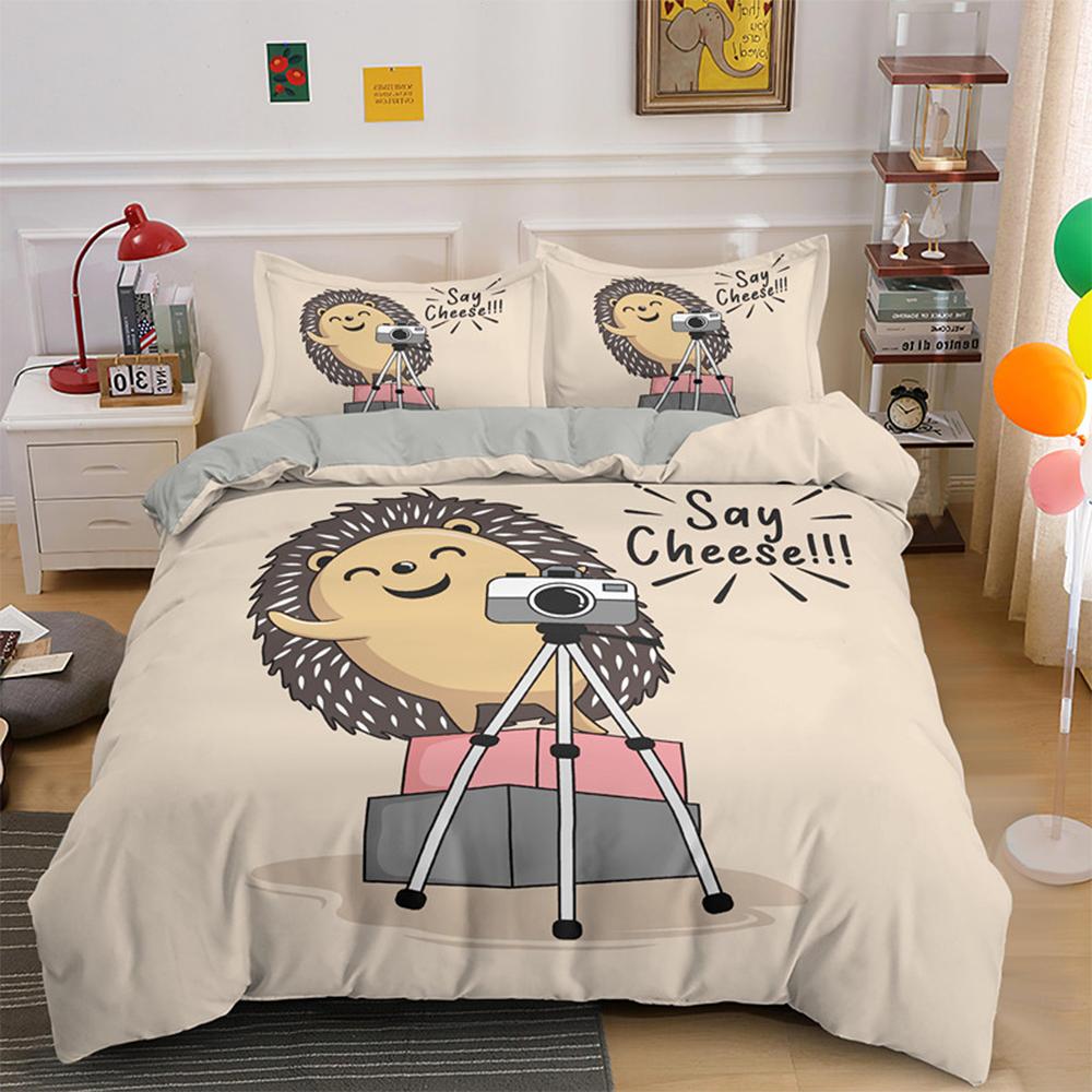 Комплект пододеяльника с 3D мультяшным принтом ежика, милый комплект постельного белья на тему животных, размер кинг, полиэстеровый чехол для одеяла для ребенка, мальчика, девочки