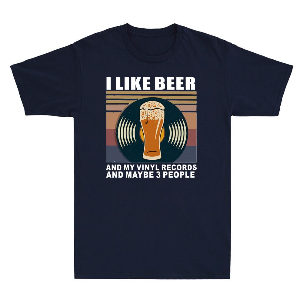 I Like Beer And My Records And Maybe 3 People Funny Unisexs Short Sleeve TShirt