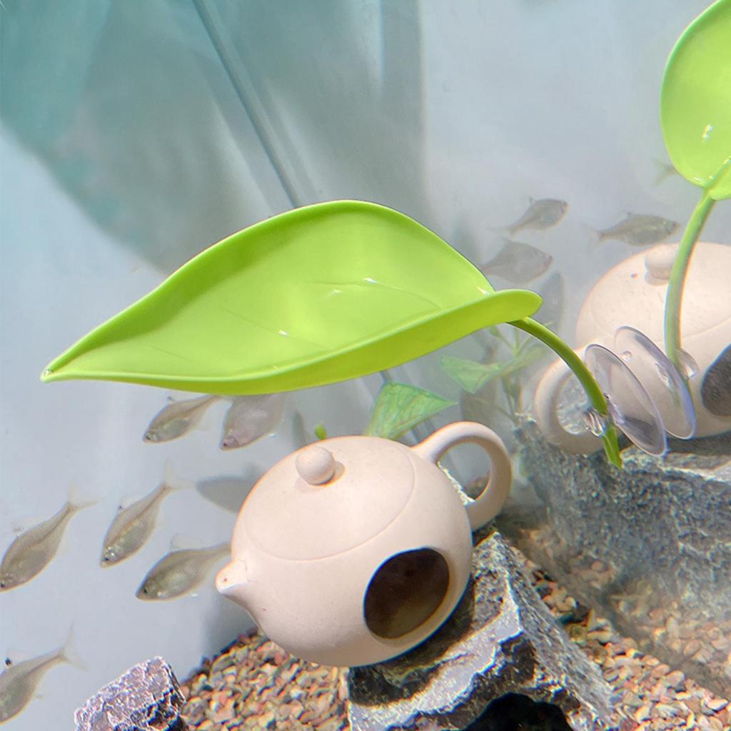 3pc Frog Habitat Leaf Suction Cup Reptile Basking Area Resting Terrace Suction Cups Tank Accessories Simulated Leaves For Geckos