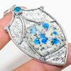Natural K2 Blue Azurite, Blue Topaz 925 Sterling Silver Pendant 2.84" U1l21
