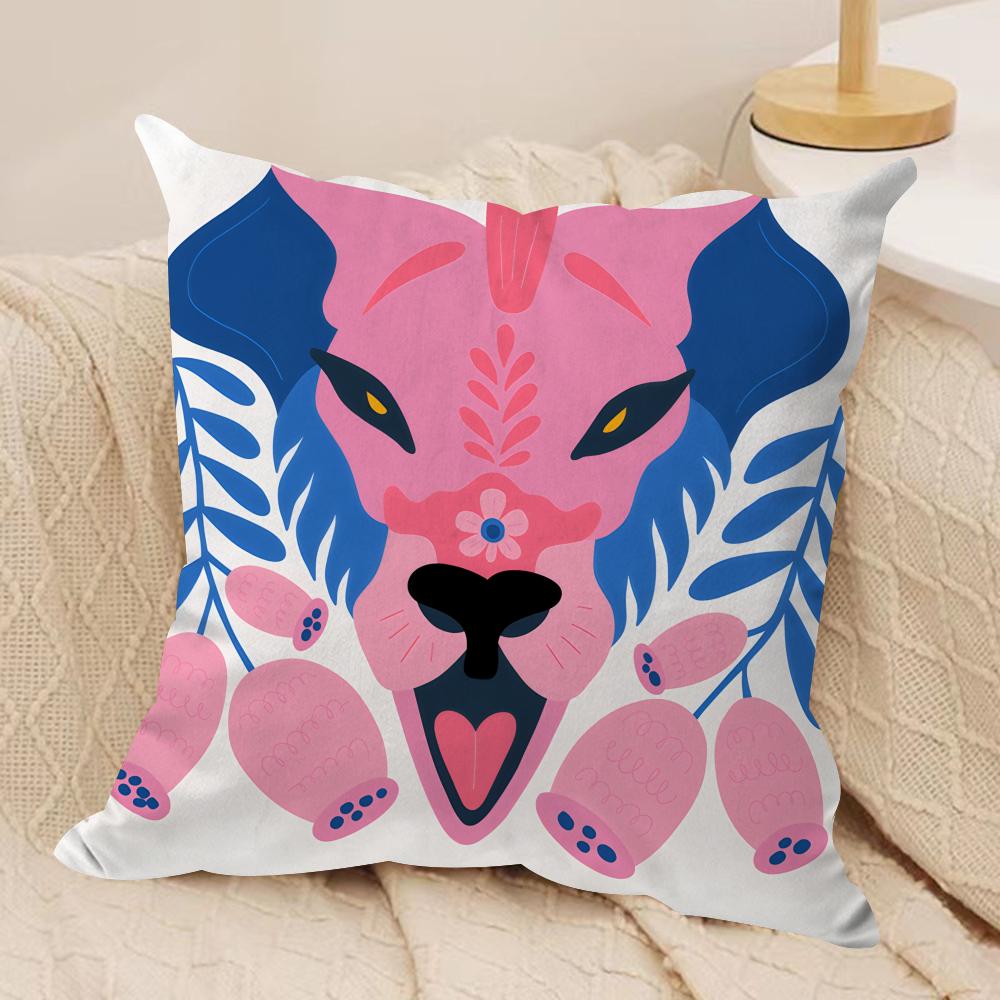 Abstract floral animal fashion Cushion Cover Silky Short Plush Invisible Zipper Dustproof Sofa Pillow Case for Home Decor