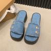 Women's Comfortable Sandals Women Slip On Wedge Sandals Sports Beach Walking Shoes Summer Fashion Denim Casual Slippers