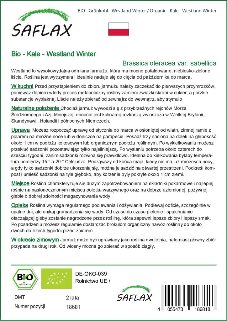 SAFLAX Organic - Капуста - Westland Winter - 70 семян - Brassica oleracea
