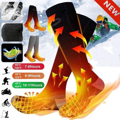 Носки с подогревом 70 ℃, электрические зимние тепловые стельки на батарейках, мужские и женские термотеплые носки для ног для катания на лыжах, рыбалки, мото велоспорта