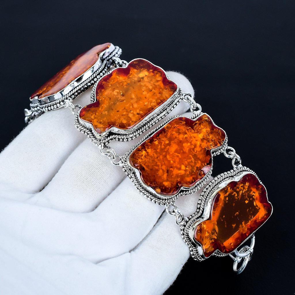 Браслет из балтийского янтаря Браслет из стерлингового серебра 925 пробы Браслет ручной работы Серебряные украшения Браслет с драгоценным камнем из балтийского янтаря Подарок для нее на любой случай