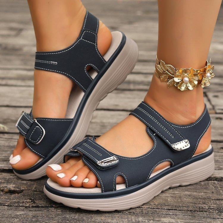 Summer New Large Size Platform Casual Sandals with Velcro Sandals Women