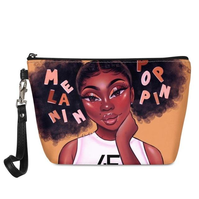 Custom Makeup Bags Afro African Girls Print Cute Cosmetic Bag Beauty Travel Organizer Make up Pouch Suitcase Women Toiletry Bag