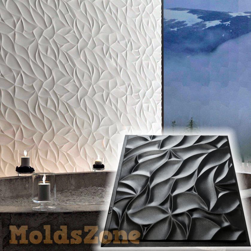 3D Wall Panel Mold for Gypsum, Plaster or Concrete Tile for Decorative Wall Panels 'Foliage'