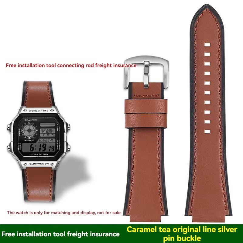 Для Casio маленькие квадратные AE1200/1300/1500 SGW-300/400 W-218 мужские оригинальные ремешки для часов из натуральной кожи аксессуары