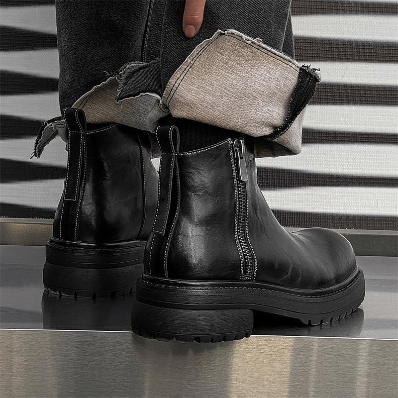 2025 новые квадратные каблуки и ботильоны мужские британские ботинки челси короткие ботинки из овчины 66632-B