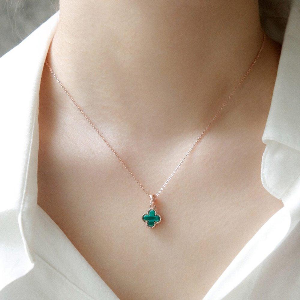 J.Lauren Кулон из перламутра и малахита, двухсторонний, ожерелье из розового золота N01122