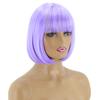 MERISIHAIR Women Synthetic Cosplay Fluorescent Green Wig Short Straight Bob Hair with Bangs Green Purple Light Blonde Pink Red Wine Halloween Wig
