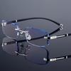 Men's Fashion Eyeglasses Elegant Frameless Retro Style PC Frame, Trendy Flat Lens Anti Blue Light Half Frame