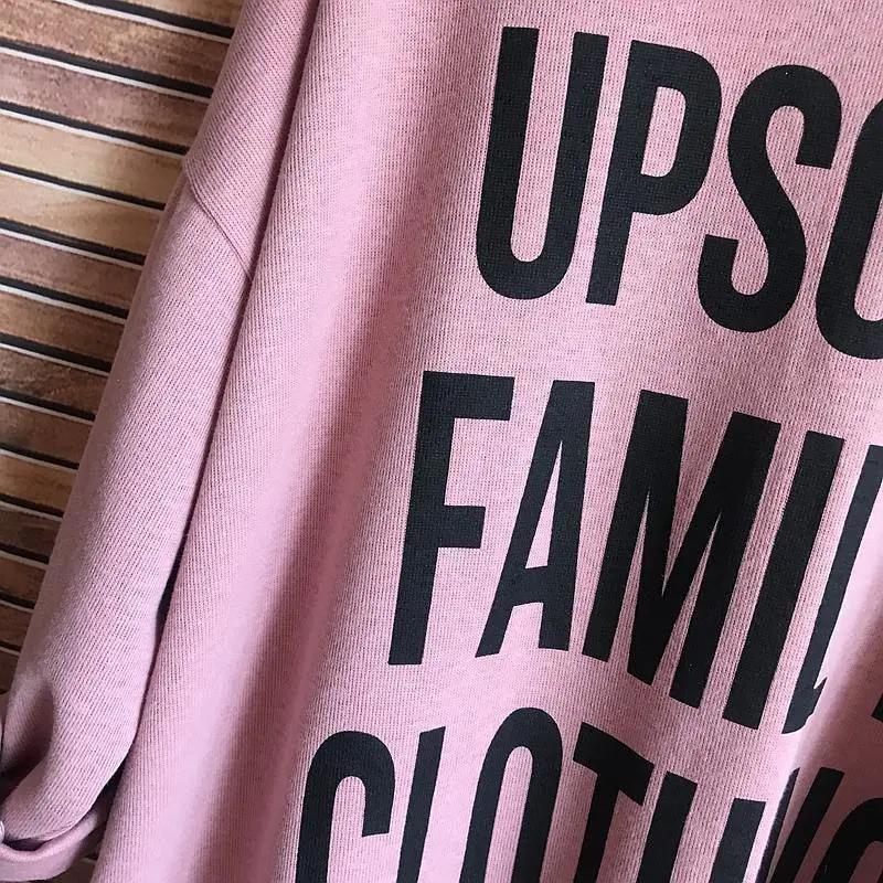 Весенне-осенний женский свободный пуловер больших размеров, толстая футболка средней длины с длинными рукавами и принтом букв