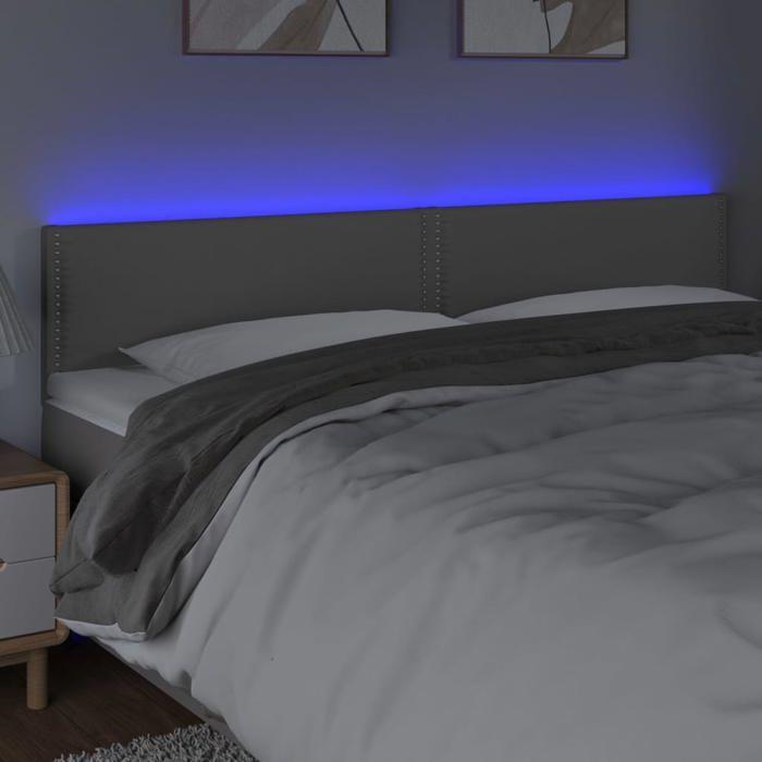 VidaXL LED Headboard Bedroom Furniture Double Bed Accessory Head of Bed Frame Interior Grey 3121578