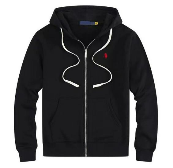 Men's Plush Lined Hooded Sweatshirt, Embroidered Loose Fit, Autumn/Winter Polo Style, Plus Size, RL Design