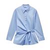 Spring New Women's Clothing Lapel Long Sleeves Double Breasted Poplin Shirt 9479306 9479242 9479282