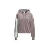Originals Trefoil Logo Stripe Print Hoodie Women Tops Grey Pink IC8139