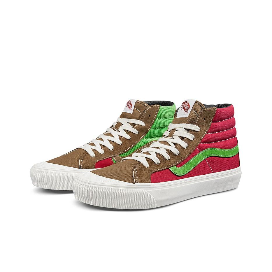 Vans Стиль 138 Ua Og Lx Высокие кеды для скейтборда Унисекс Кроссовки Красно-зелено-черные VN0A45KDTPF