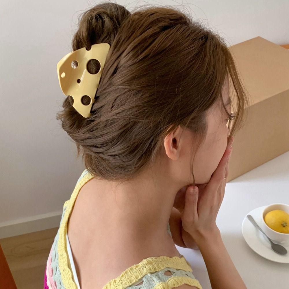 Y2k Hair Clip Hollow Shark Clip Fashion Cheese Acetate Hair Claw  Wash Face