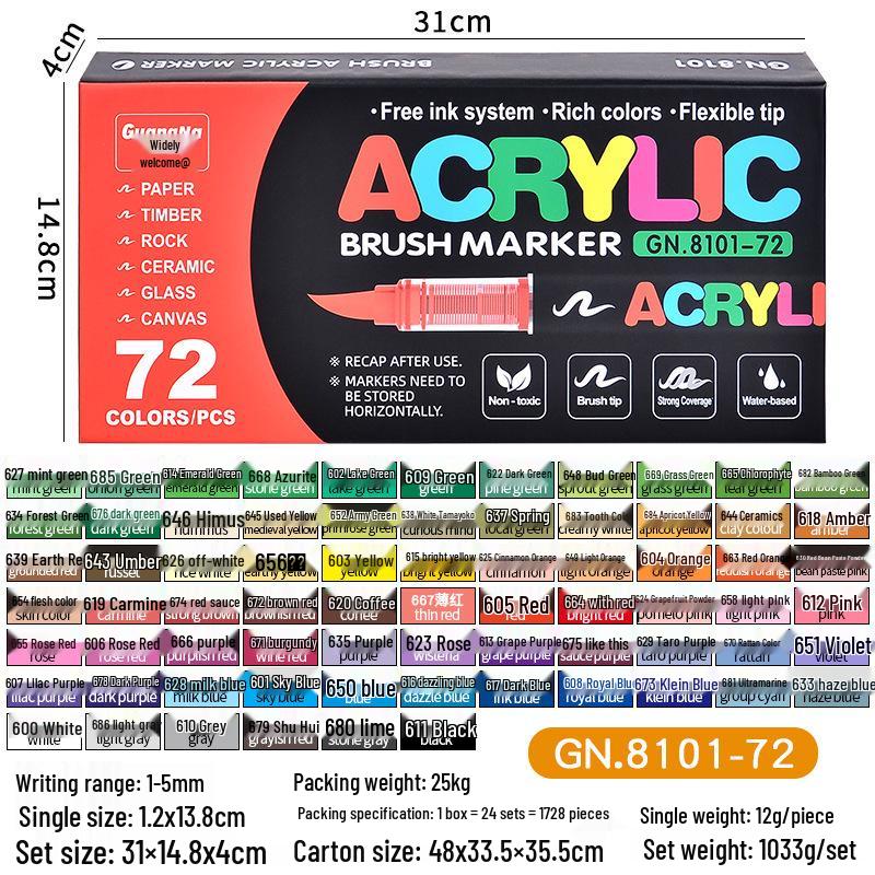 Акриловый маркер Guangna 8101 с жидким мягким наконечником - 288 цветов для DIY граффити и боди-арта