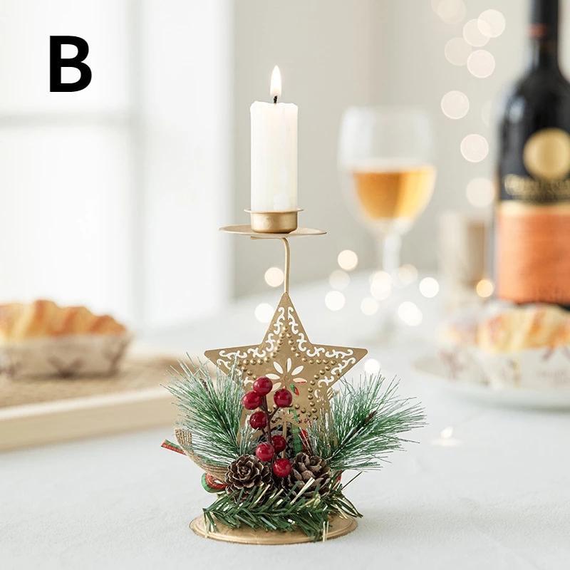 Christmas Golden Wrought Iron Candle Holder Window Table Decor Arrangement Christmas Decorations for Home Xmas Ornaments