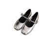 With Skirt Mary Jane Shoes Single Shoes Women's Spring and Summer New Flat Silver Small Leather Shoes