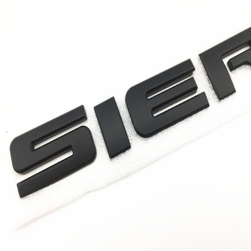 1 Pcs Black / Silver 3D Sierra Badge Nameplate Letter Door Rear Tailgate Emblem Decal Car Sticker for Sierra 1500 2500HD 3500 HD