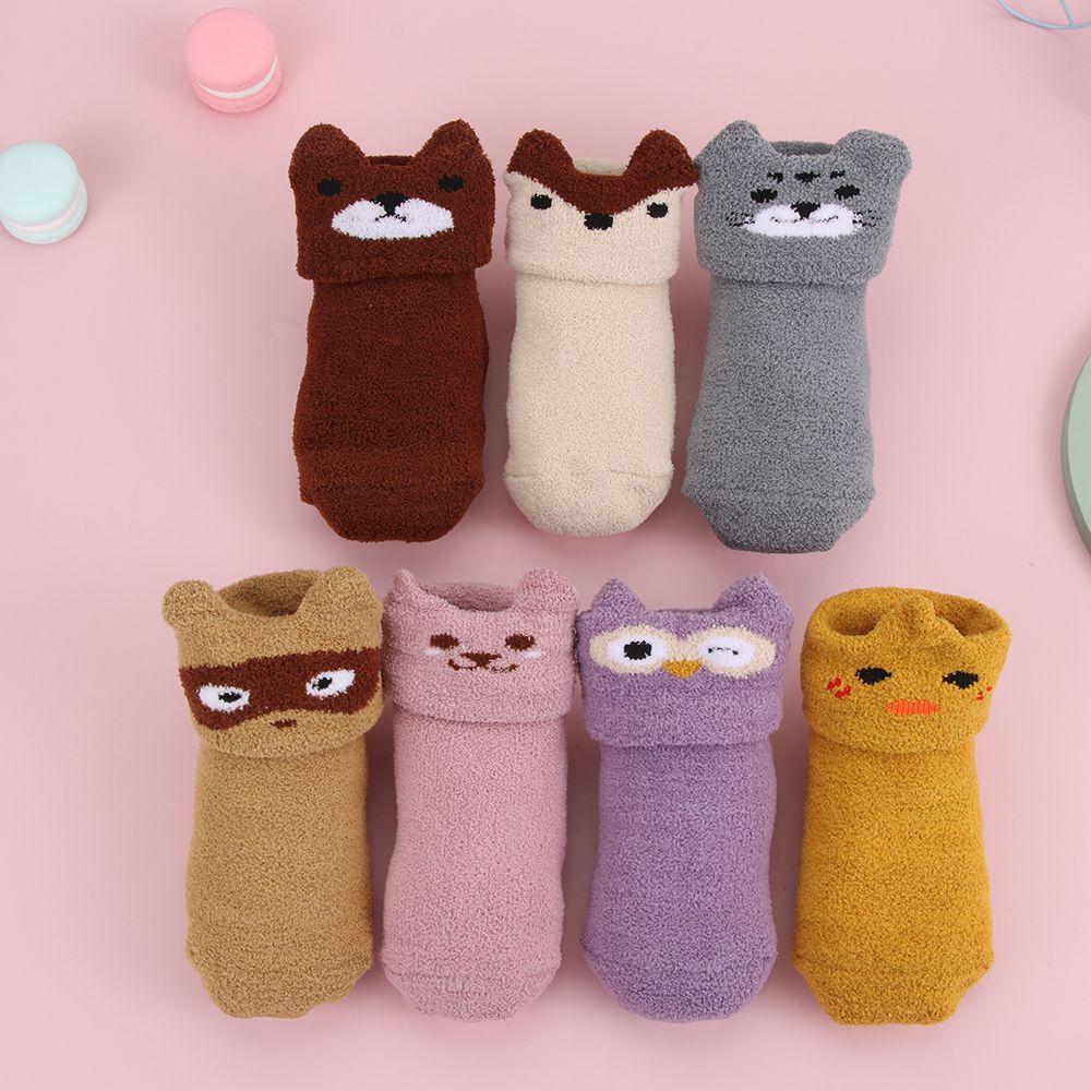 Animals Plush Soft Thickening Floor Sox Coral velvet socks Newborn Toddler Socks Anti-slip Slippers