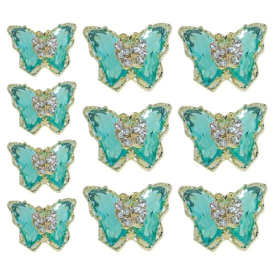 10 шт., ювелирные изделия для ногтей с бабочками, двухслойные сверкающие стразы, привлекательные украшения для дизайна ногтей, женские аксессуары