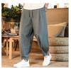 Summer Chinese Style Linen Casual Pants Men's Loose Large Size Japanese Cotton and Linen Thigh Pants Men Plus Size