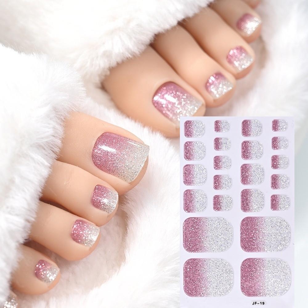 22tips/Sheet Solid Color Shimmer Finish Full Cover Nail Wraps Home DIY Nail Makeover