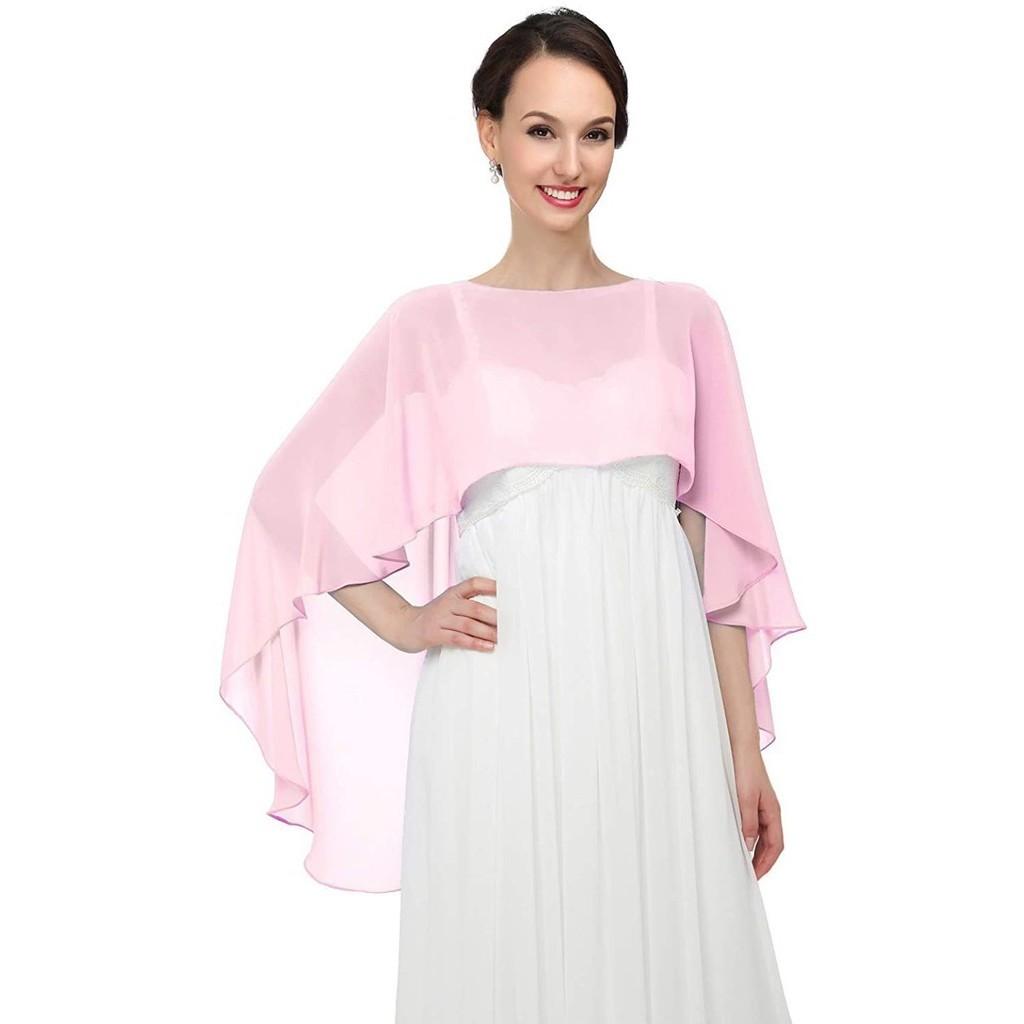 Solid Color Chiffon Shawl Elegant Thin Breathable Dress Shawl Leisure Style Sunscreen Pullover Shawl For Women